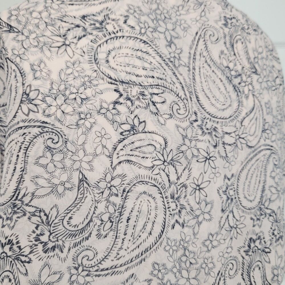 Cabi Small dress sheath v-neck tie collar flower paisley stretch elastic waist - Picture 8 of 13